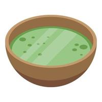 Matcha tea soup icon, isometric style vector