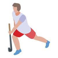 Field hockey playing icon, isometric style vector