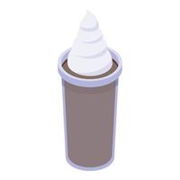 Coffee latte cream icon, isometric style vector