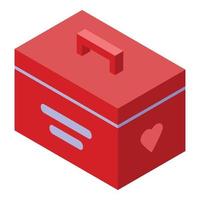 Donate organs box icon, isometric style vector