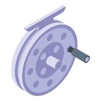 Fly reel icon, isometric style vector