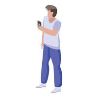 Boy take photo in zoo icon, isometric style vector