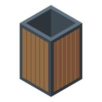 Wood zoo cage icon, isometric style vector