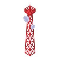 Tv antenna tower icon, isometric style vector