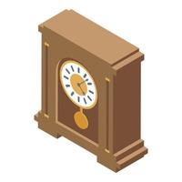 Desktop pendulum clock icon, isometric style vector