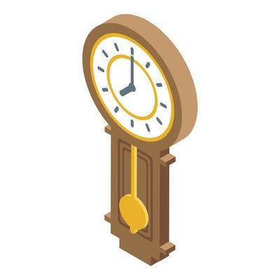 Antique pendulum clock icon, isometric style
