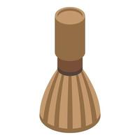 Matcha tea bamboo tool icon, isometric style vector