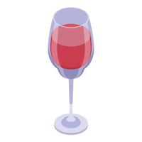 icono de copa de vino tinto, estilo isométrico vector