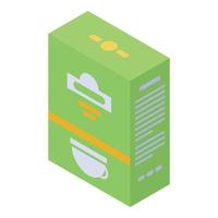 icono de paquete de té verde, estilo isométrico vector