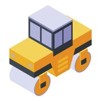 Road vibratory roller icon, isometric style vector