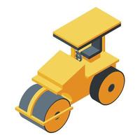 Road roller machine icon, isometric style vector