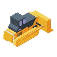 Construction bulldozer icon, isometric style vector