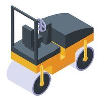 Asphalt compactor icon, isometric style vector