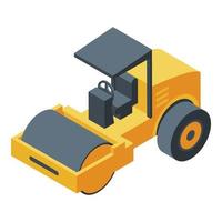 Steamroller machine icon, isometric style vector