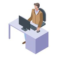 Call center manager icon, isometric style vector