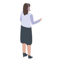 Call center woman icon, isometric style vector