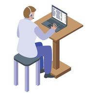 Call center employer icon, isometric style vector