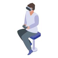 Man playing joystick icon, isometric style vector