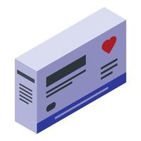 Heart pill package icon, isometric style vector