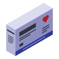 icono de paquete de pastillas para el corazón, estilo isométrico vector