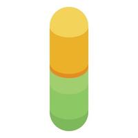 Yellow green capsule icon, isometric style vector