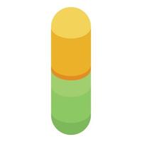 Yellow green capsule icon, isometric style vector