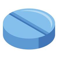 Blue vitamin tablet icon, isometric style vector