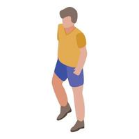 niño en icono de ropa de playa, estilo isométrico vector