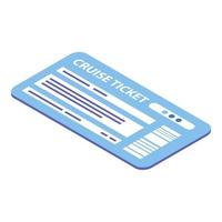 Cruise ticket icon, isometric style vector