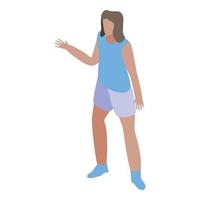 Woman at cruise icon, isometric style vector