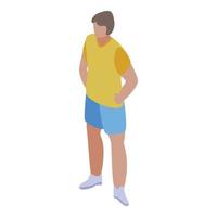 Man at the beach icon, isometric style vector