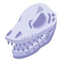 Stone age skull head icon, isometric style vector