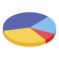 Pie chart icon, isometric style vector