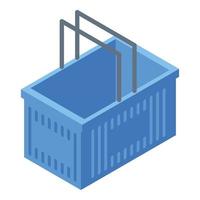 Plastic shop basket icon, isometric style vector