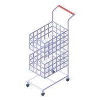 Double shop cart icon, isometric style vector