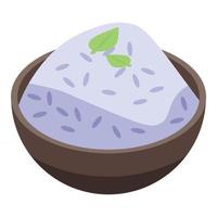 Rice bowl dish icon, isometric style vector