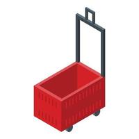 Red shop basket icon, isometric style vector