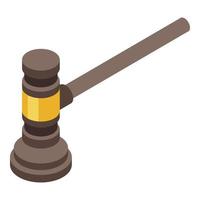 Judge gavel icon, isometric style vector