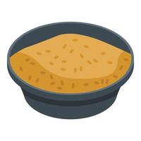 Rice brown dish icon, isometric style vector