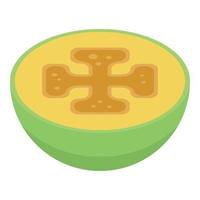 Half asian feijoa icon, isometric style vector