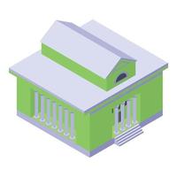 Green museum building icon, isometric style vector