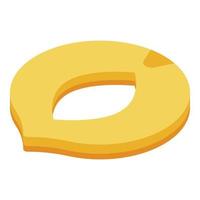 Piece of cutted apricot icon, isometric style vector