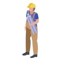 Construction architectorman icon, isometric style vector