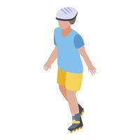 Skating boy icon, isometric style vector