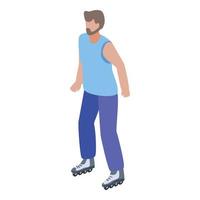 Man rollerblading icon, isometric style vector