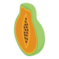 icono de media papaya, estilo isométrico vector