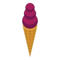 Mangosteen ice cream icon, isometric style vector