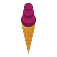 Mangosteen ice cream icon, isometric style vector