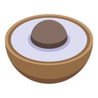 Half fresh longan icon, isometric style vector