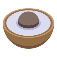 Half fresh longan icon, isometric style vector